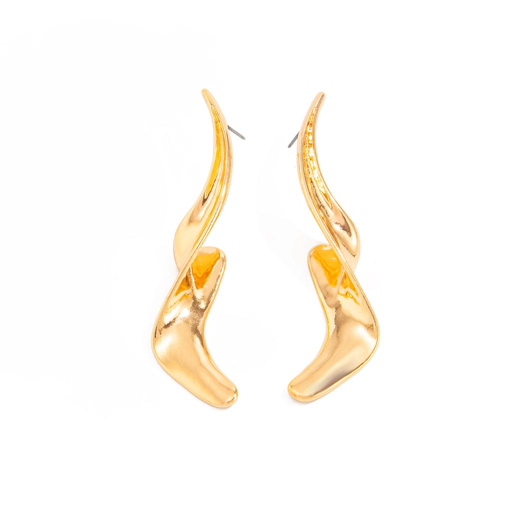 Ingemark Trendy Simple Irregular Spiral Metal Stud Earrings Women Trendy Creative Geometric  Pierced Earring New Year Jewelry