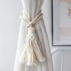 Handmade Macrame Curtain Holdbacks,Wooden Bead Curtain Tiebacks,Boho Home Decoration,Cotton Hanging Rope Curtains Accessories