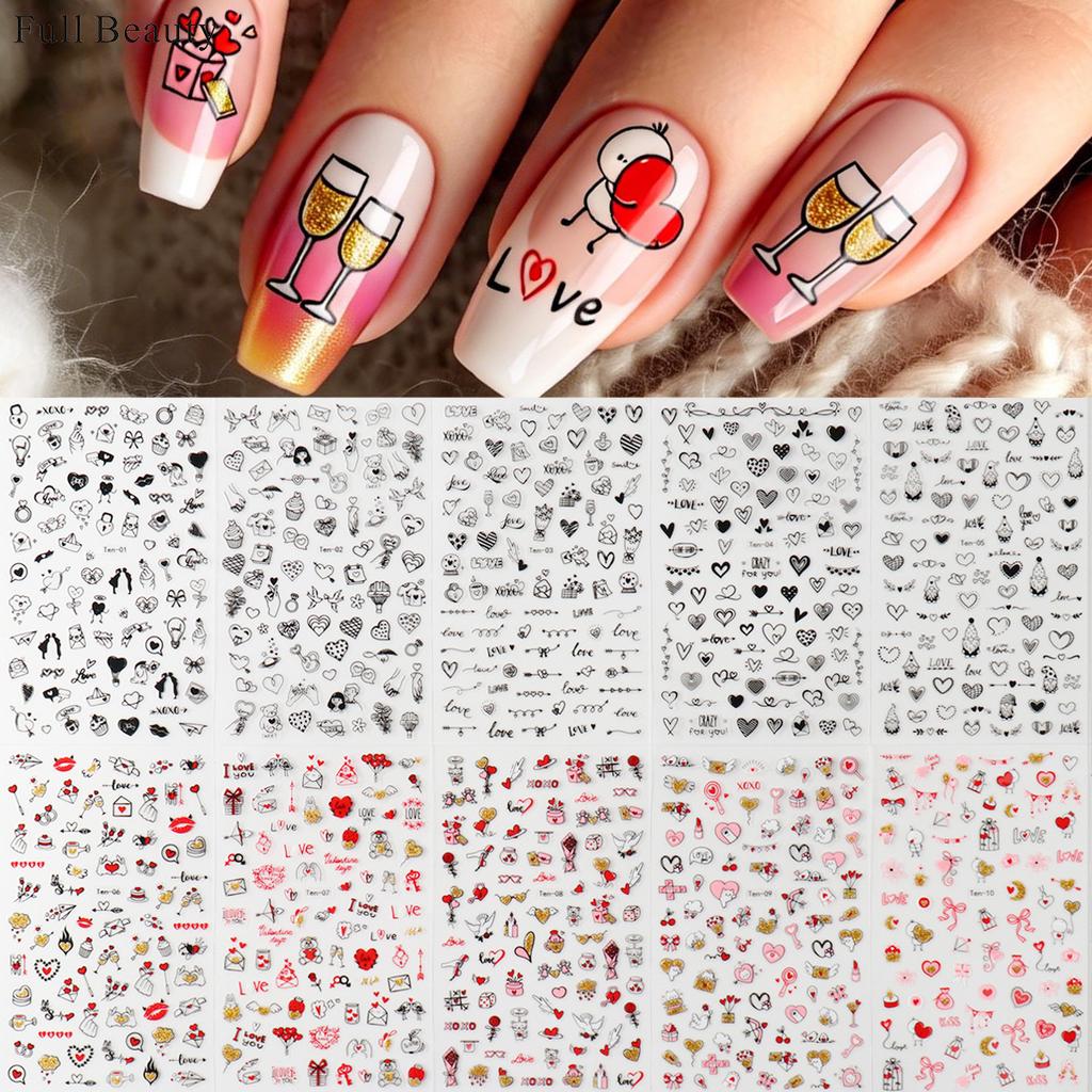 New Nail Art Sticker Valentine's Day Love Natural Line Adhesive Nail Sticker