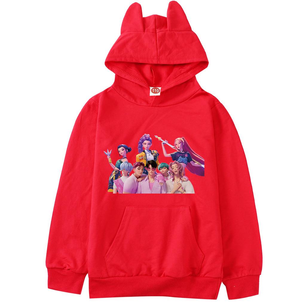 Kinder Mädchen Anime Cartoon K-Pop Rumi Zoey Mira Bedruckte Katzenohr Lässige Langarm Kapuzenpullover