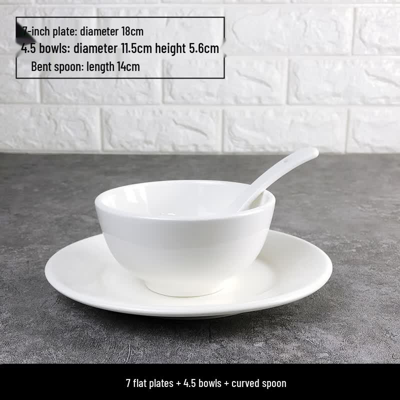 Pure White Ceramic Rice and Noodle Bowl