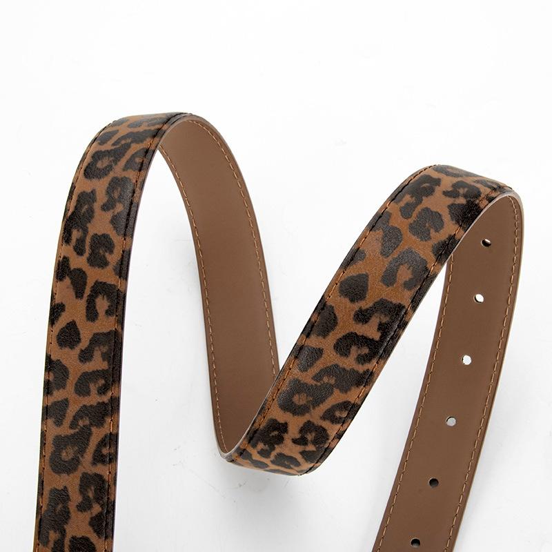 Leopard Print Fashion Retro Women's Belt Korean Style Trendy Alloy Pin Buckle Versatile Jeans Decorative Belt for Women