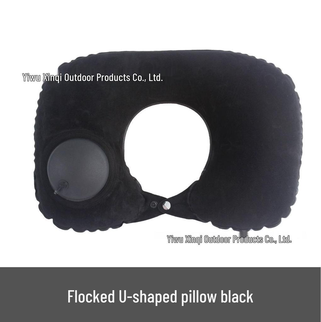 Inflatable U-Shaped Velvet Neck Pillow - Travel Essential, Foldable & Portable