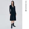 Women's Spring/Autumn Wool Patchwork Knit Vintage Dress EWE333M01300