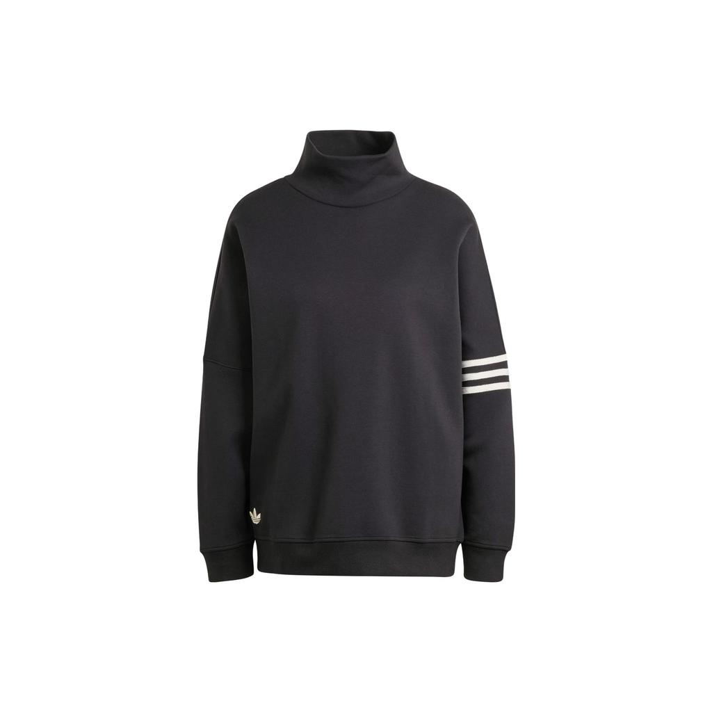 Adidas Originals Adicolor Neuclassics Suéter Tres Rayas Bloque de Color Cuello Alto Corte Holgado Deportivo Manga Larga Sudadera Suéter para Mujer Negro IM1817