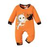 0-18 Monate Herbst Babykleidung 2-teiliges Halloween Strampler-Set Geister-Kürbis-Print + Mütze Neugeborenen Overall Kleinkind Süßes oder Saures Outfit