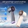 Portable Handheld Electric Fan 100 Wind Speeds USB Rechargeable Outdoor Small Fan Electric Eyelash Fan Digital Display Fans