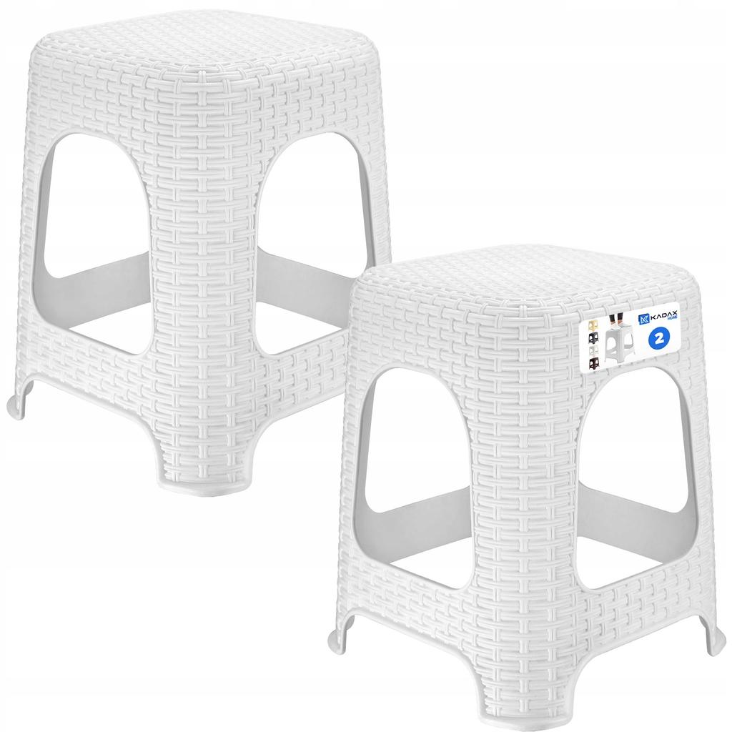 KADAX Rattan Kitchen Stool White 2pcs