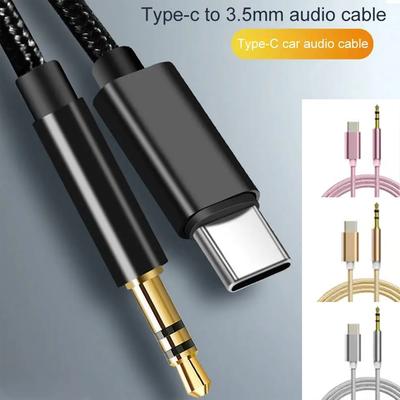 1PC Type-c To 3.5mm Car Aux Listening Audio Cable Headphone Jack Adapter for Huawei/Xiaomi/OPPO/vivo Flat Port Headphone Cable