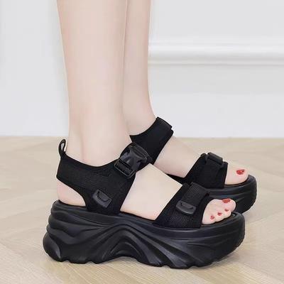 Sports Sandals Women's Small Shoes 2025 New Wedge Heel Shoes Platform Muffin Shoes Summer Women's Shoes Beach Heightening Shoes