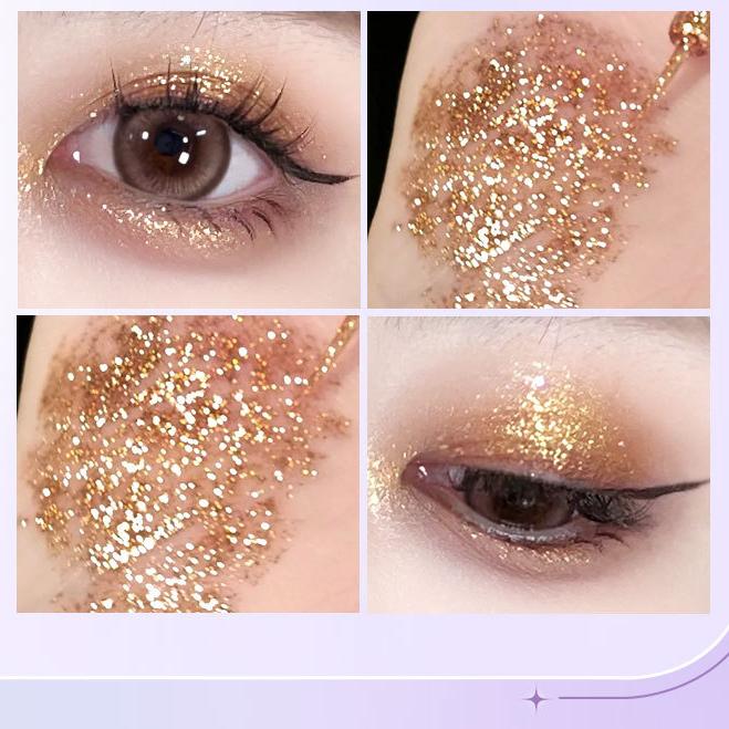 Ombre à paupières colorée en streaming, flocons scintillants nacrés pour éclaircir la lumière, maquillage d'ombre à paupières liquide de ver à soie
