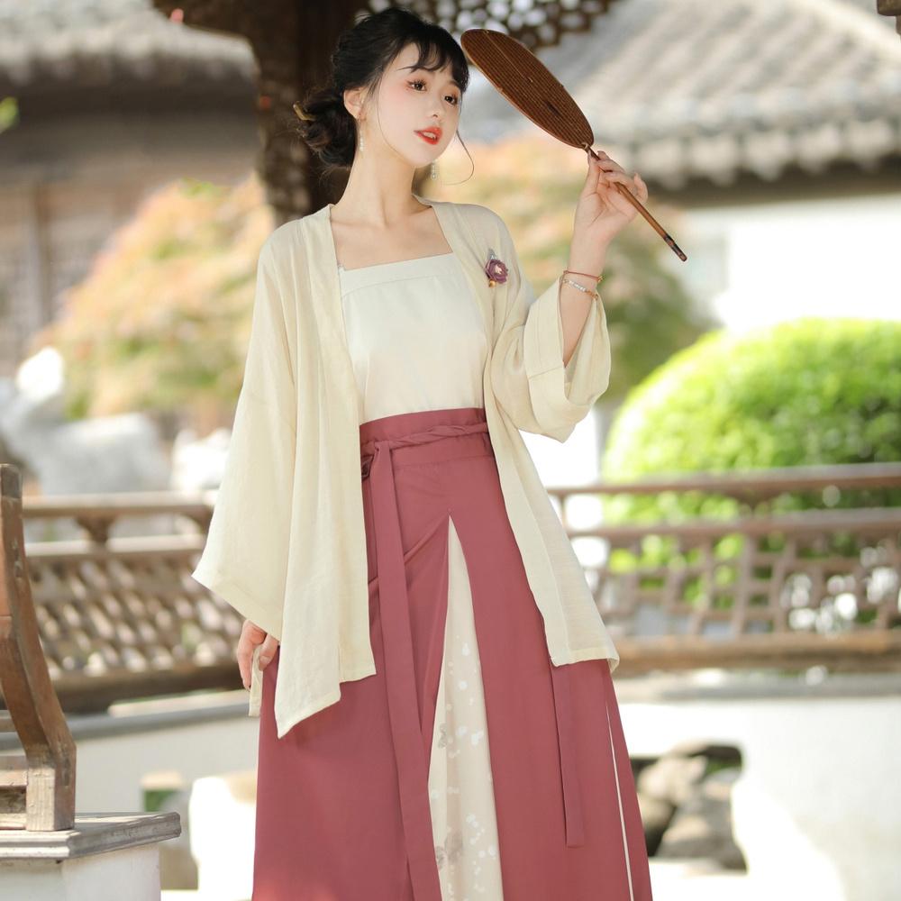 Dámský oblek, halenka a podvazková sukně Hanfu ve stylu čínské dynastie Song pro každodenní dojíždění