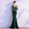 Annual Meeting Dress Fishtail Skirt 1011 New Summer Haute Couture Temperament Long Sleeve Host Catwalk Dress Banquet Evening Dress