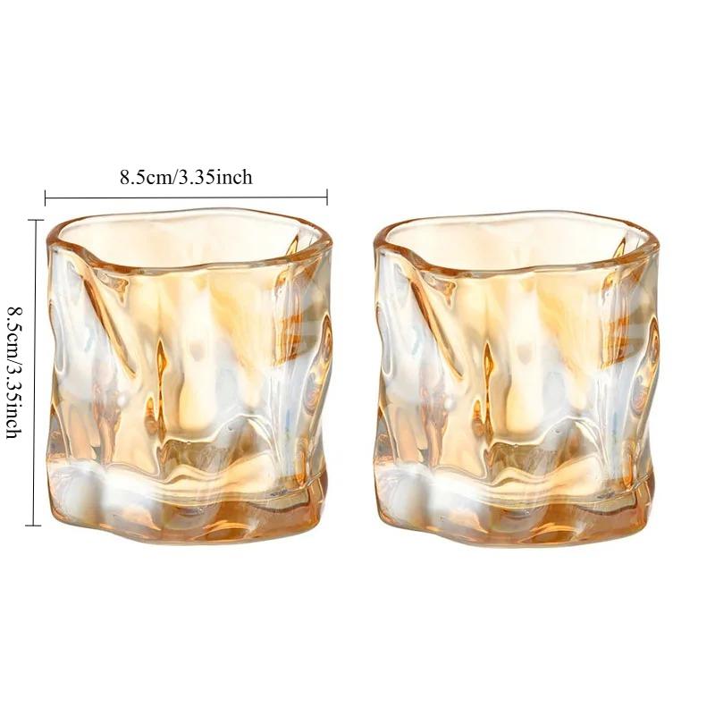 280ml/9.6oz Luxusní sklenice na whisky Vysoce kvalitní sklenice na koktejly Vícebarevné sklenice na víno Párty Bar Kreativní nepravidelná zkroucená sklenice