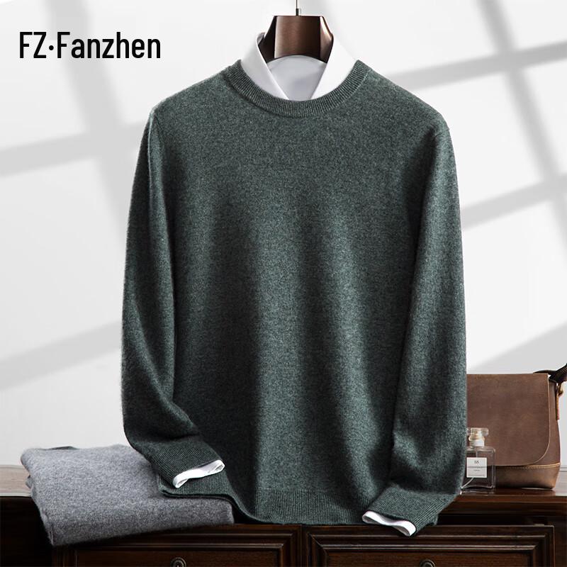 Fanzhen Men's Cashmere Blend Round Neck Sweater