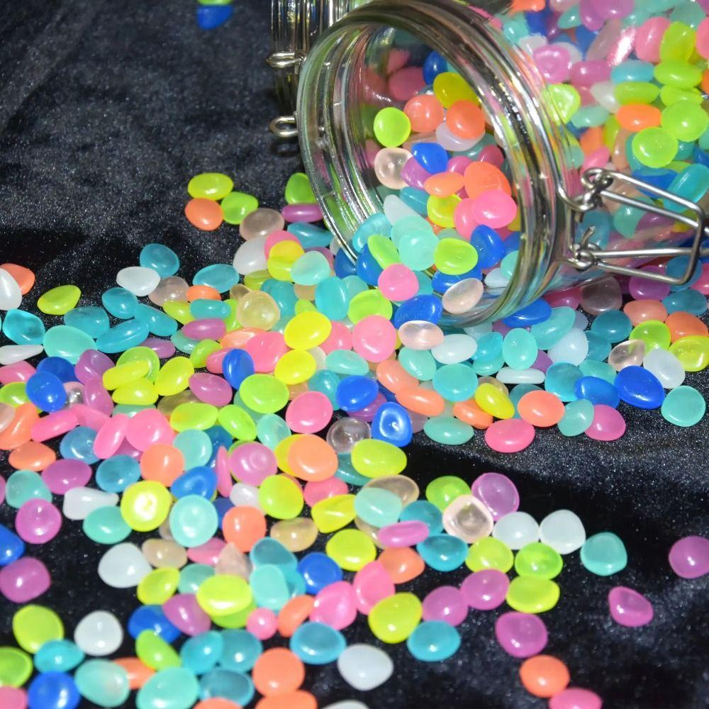 600Pcs Mini Glow in The Dark Pebble Colorful Resin Aquarium Decoration Stone Decorative DIY Garden Glow Pebbles Aquarium Decor