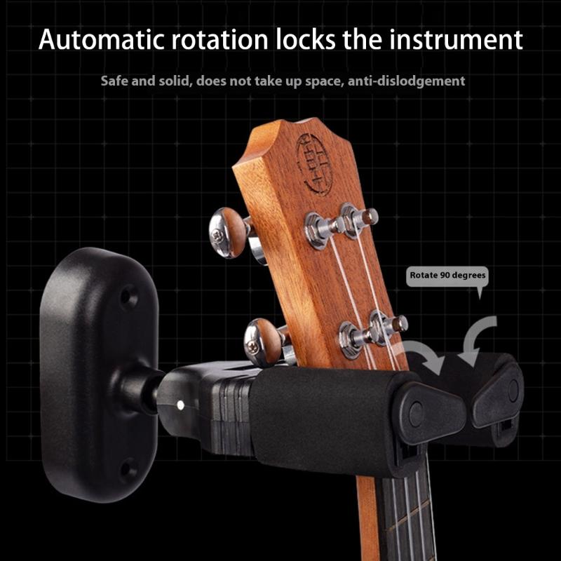 Automatic Lock Wall Hanger Guitar Violin Holder Easy Installation Space Efficient Organizer Plastic and Metal Texture