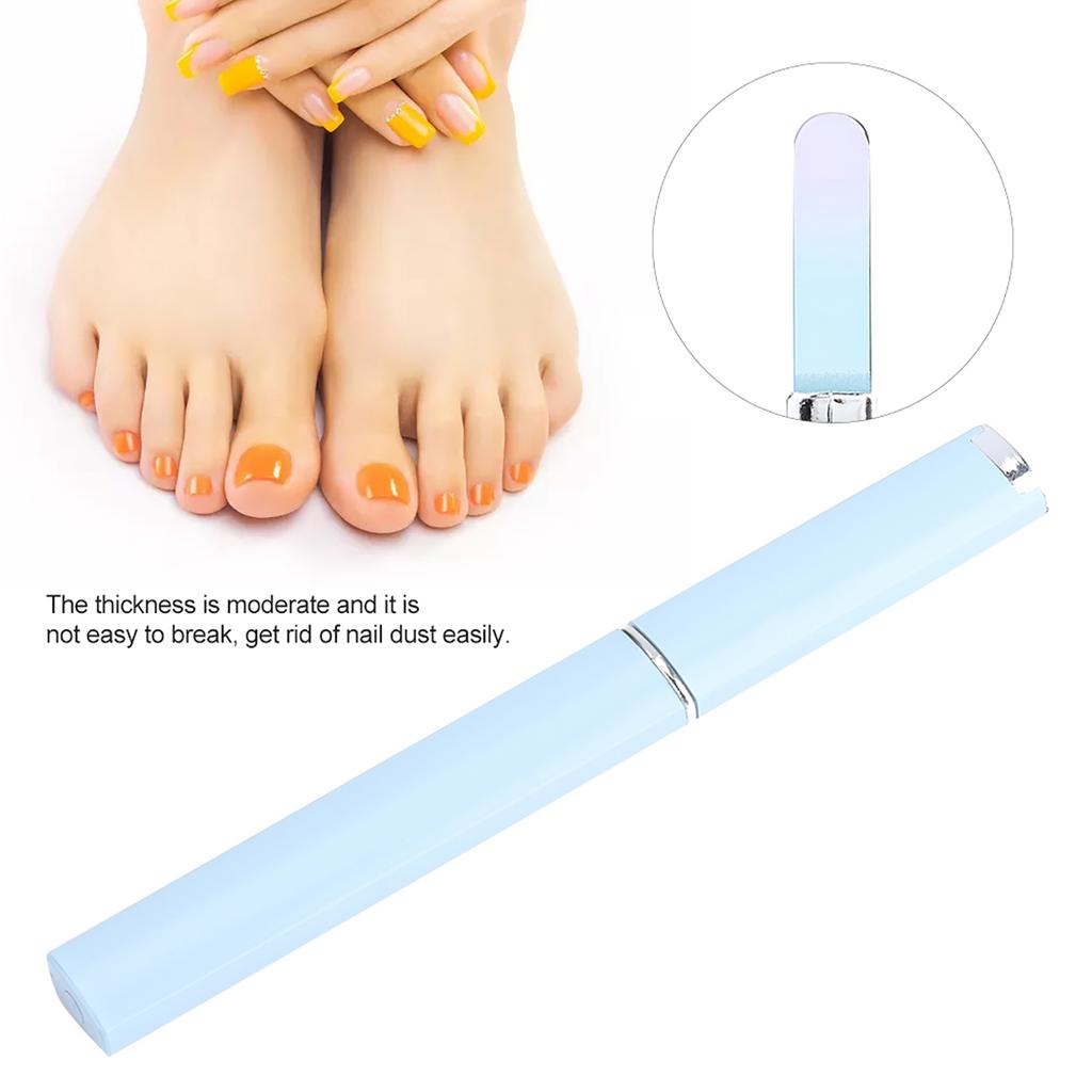 Glass Nail File Manicure Pedicure Tool Nail Sanding Glass Files Polishing (Blue)