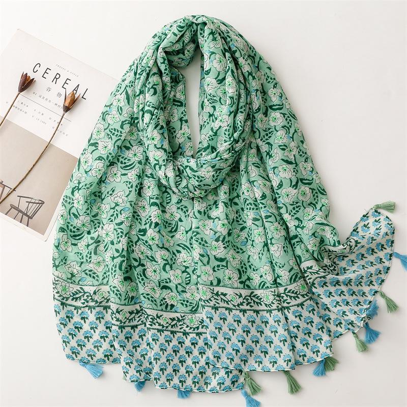 Fashion Paisley Abstract Floral Tassel Viscose Shawl Scarf Lady High Quality Wrap Thin Pashmina Stole Muslim Hijab 180*90Cm