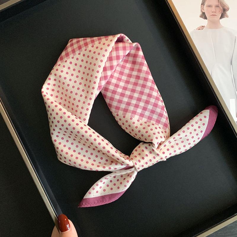 30% Silk 70% cotton Scarf Bandana Women Square Scarves Wrap Kerchief Fashion dot Headband Leopard Hijab Shawls Bandana Foulard