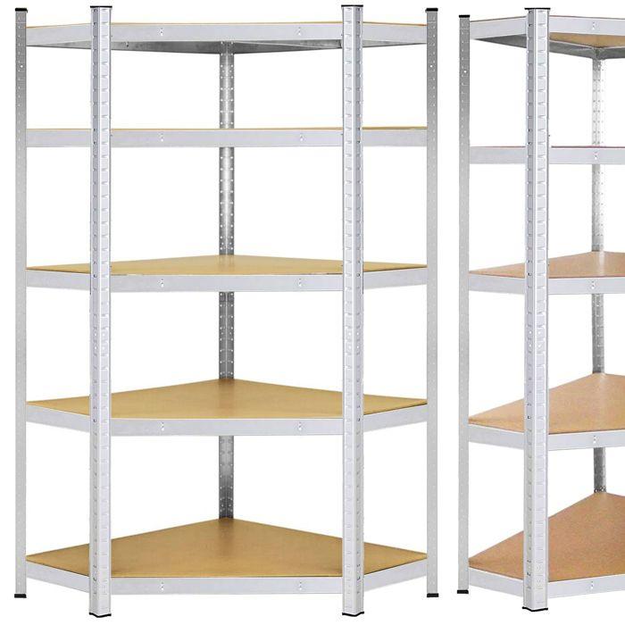 Springos® Étagère d’angle en métal pour cave 124 x 180 x 90 cm, 5 tablettes - max. 875 kg