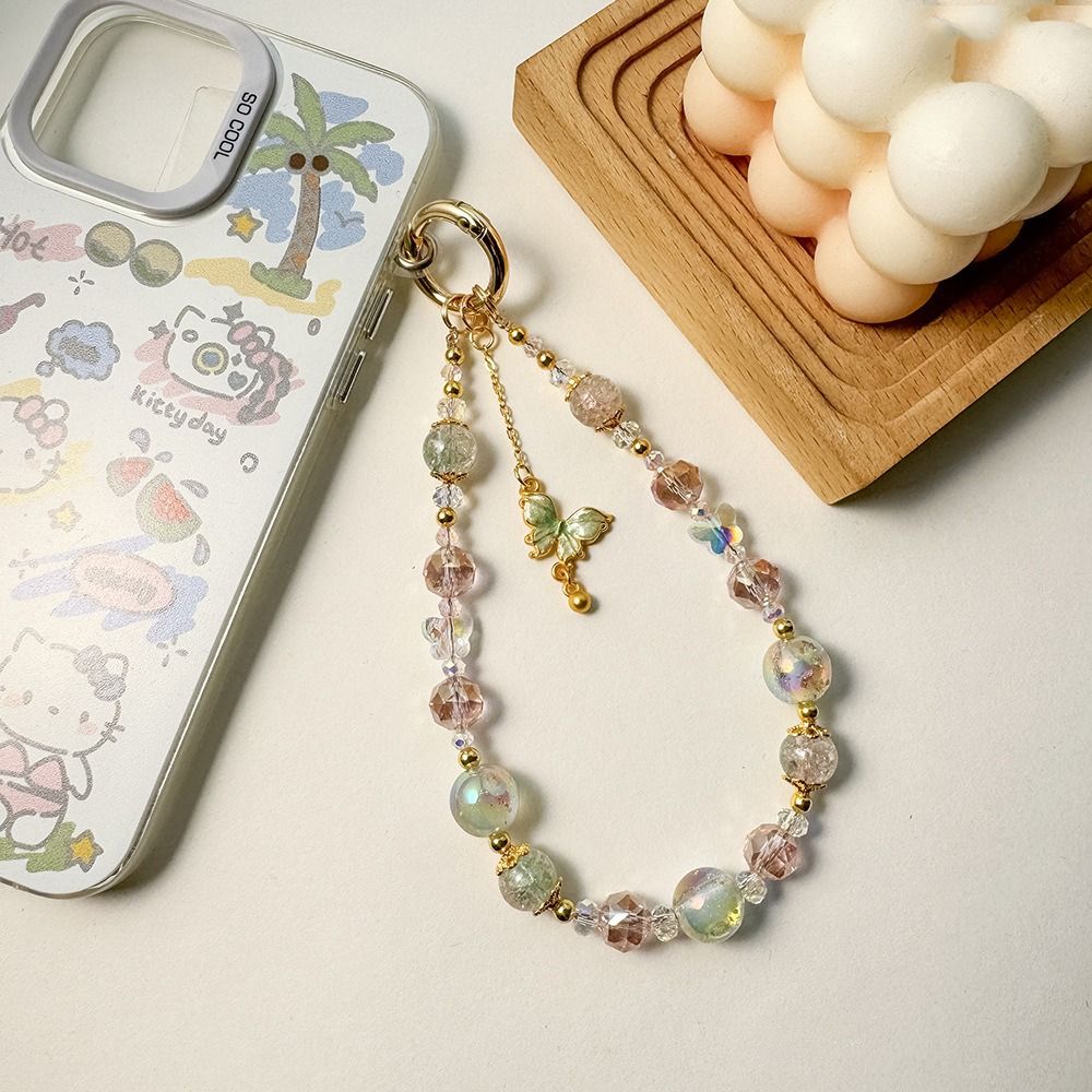Acrylic Y2K Phone Charm Strap Bowknot Love Heart Beaded Chain Butterfly Phone Chain  Jewelry Gift