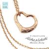 Hawaiian Jewelry Necklace, Stainless Steel, Heart Scroll Asymmetrical Open Heart, Rose Gold, Women'sMen's Pendant, with 45cm Cable Chain