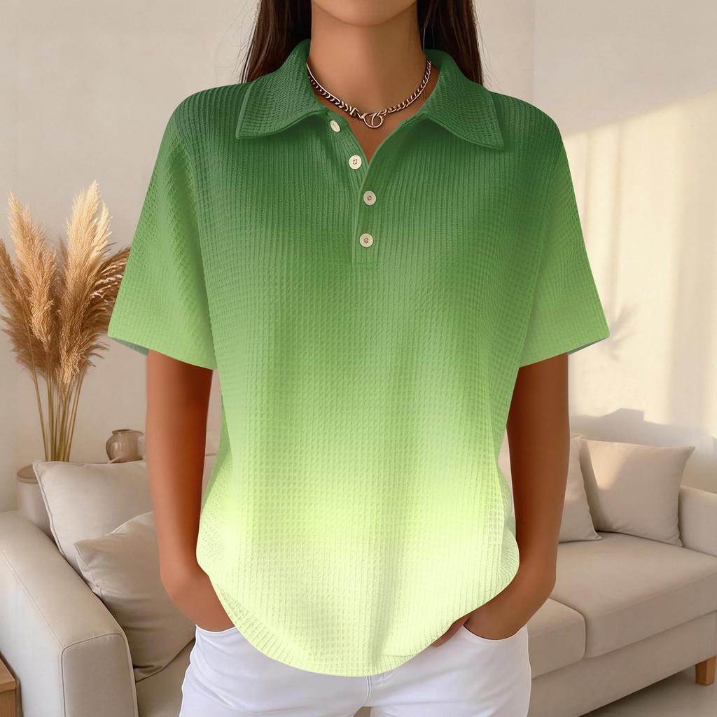 Women's Fashion Casual Lapel Short Sleeve Color Shirt Women's Up Tops