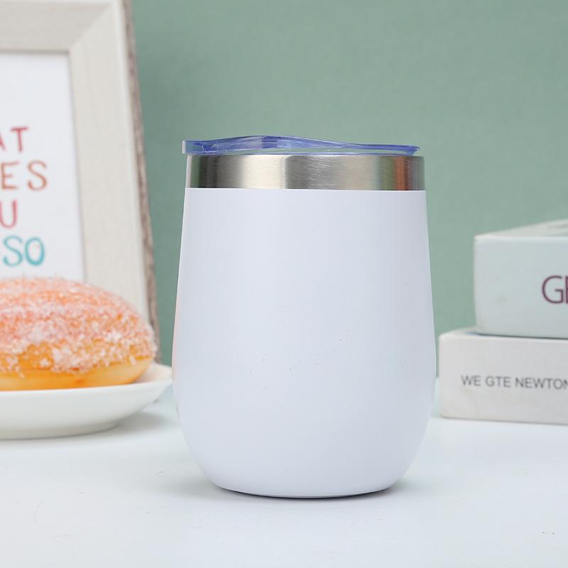 U-shaped 12oz Christmas Insulated Eggshell Wine Cup, Red