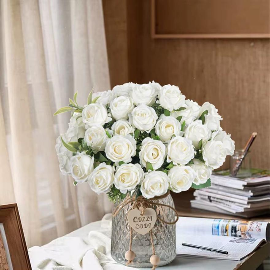 

Artificial Flower Ten Head Silk White Rose Bundle Scrapbook Festival Wedding Outdoor Garden Cheap Bouquet Decoration Accessories 2pcs глибокий рожевий колір