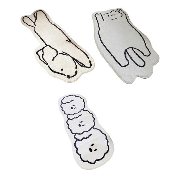 Cartoon Animal Carpet Imitation Cashmere Bedroom Rug Anti-Slip Cat Dog Floor Mat for Living Room Nursery Children's Room