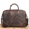 Retro Men'S Genuine Leather Handheld Briefcase Crazy Horse Leather Shoulder Messenger Computer Bag Large Capacity Cowhide Business Bag