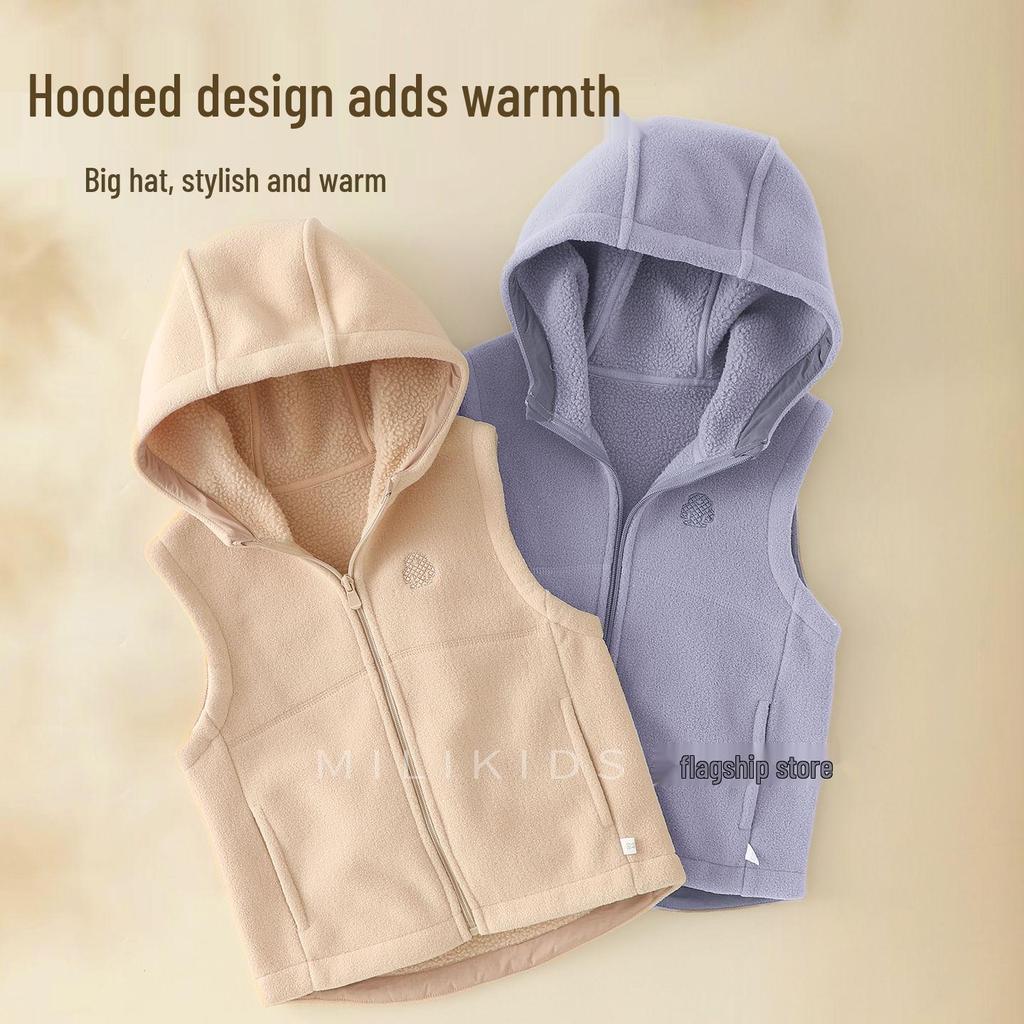 Kid's Fleece Hooded Vest - Autumn/Winter Style for Boys & Girls