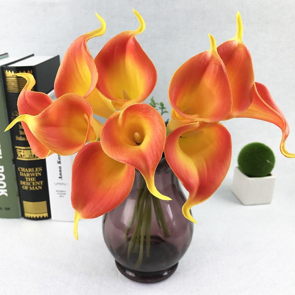 10Pcs Lifelike Artificial Calla Lily Bouquet Decorative Artificial Flowers Real Touch Calla Lily Durable Fake Calla Lily
