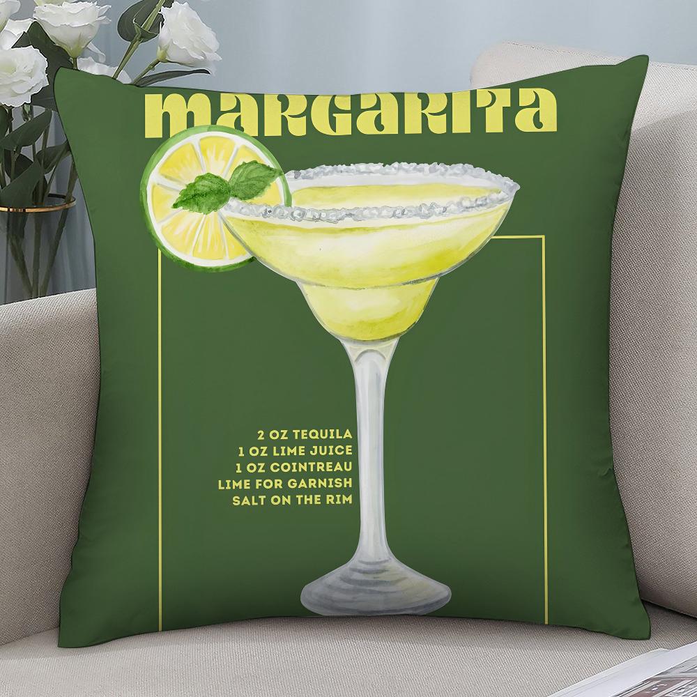 Margarita Cocktail Art Pillow Case Short Plush Pillow Covers Sofa Decorative Gift Home Double-sided Printing Cushion Cover