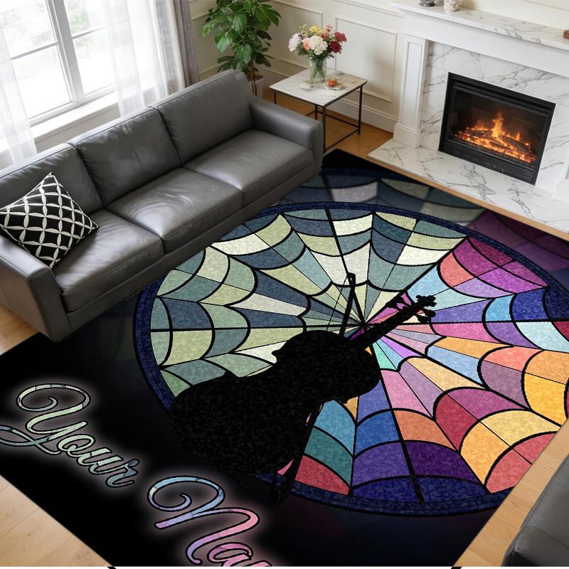 Crystal Velvet Rug Custom Name Text, Soft Non Slip Floor Mat Home DecorWednesday Addams