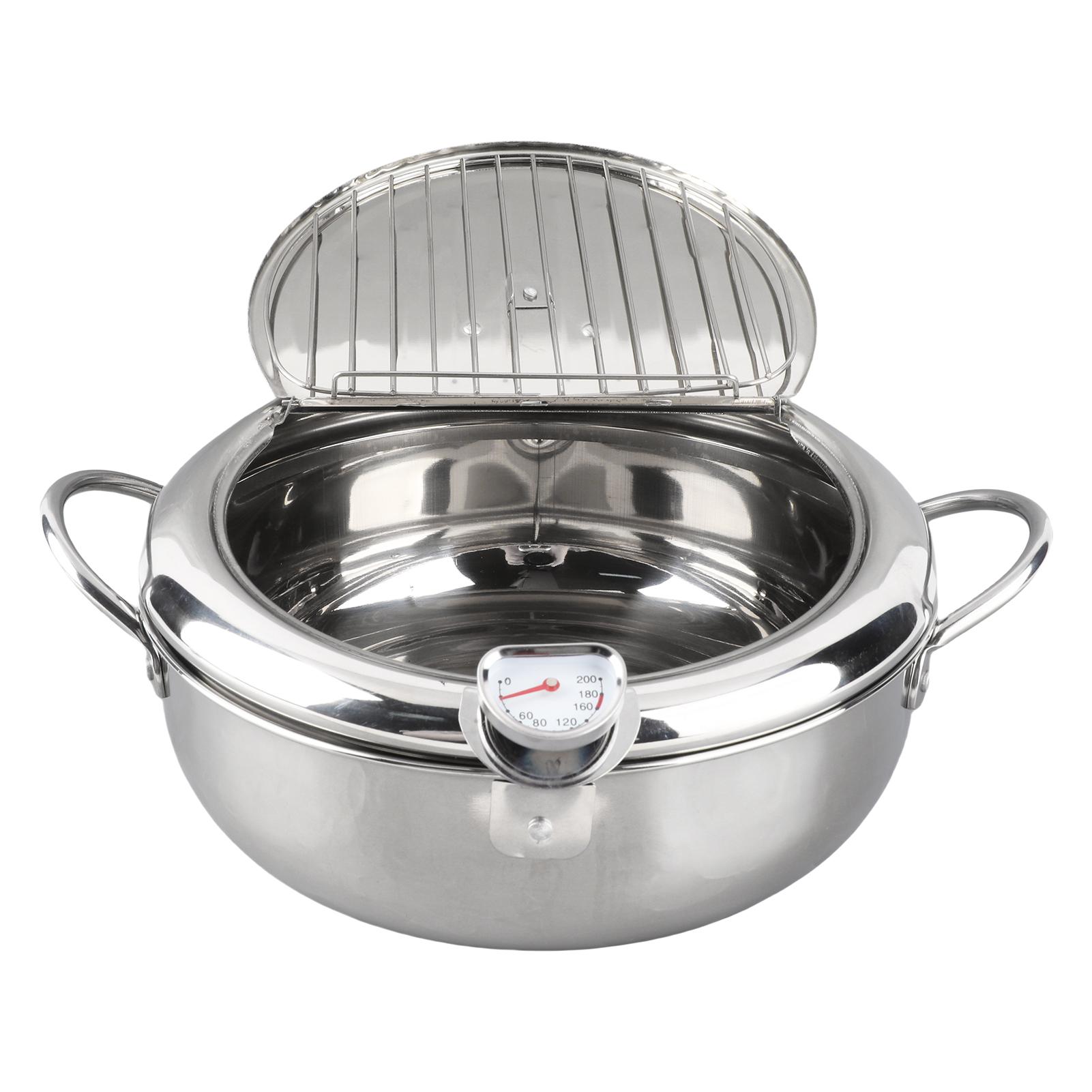 

ZK30 Japanese Style Mini Stainless Steel Frying Pot with Thermometer Induction Cooker CompatibleL 24cm