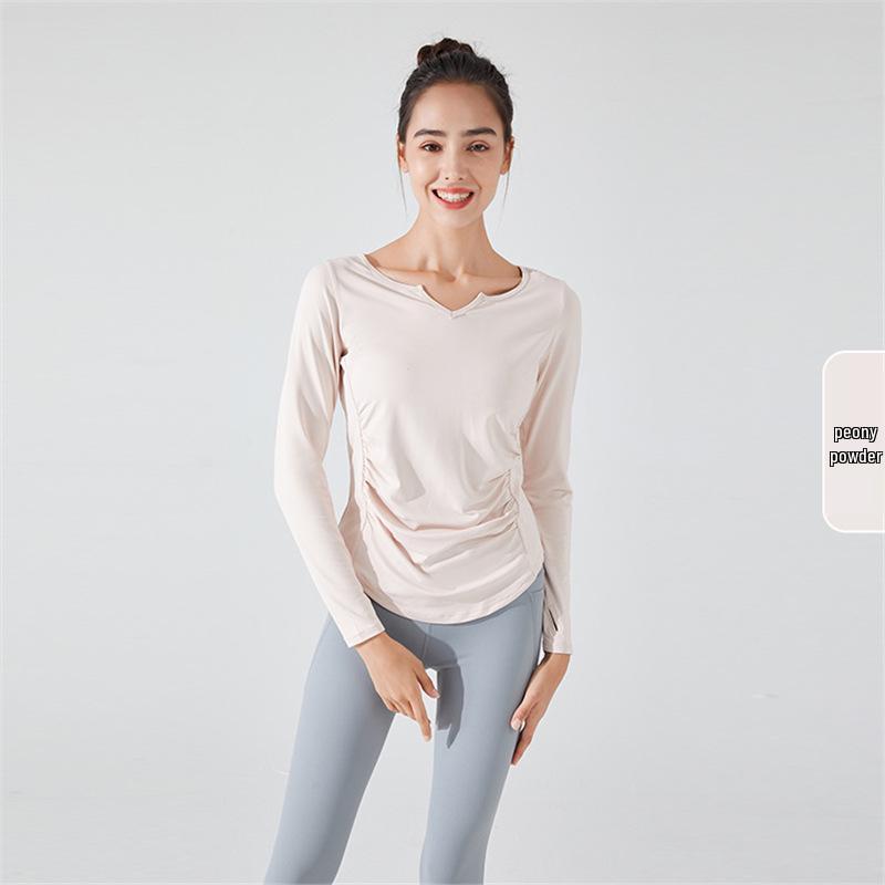 

Плиссированный топ с длинным рукавом для йоги - Быстросохнущий, дышащий, облегающий крой для бега и фитнеса XL