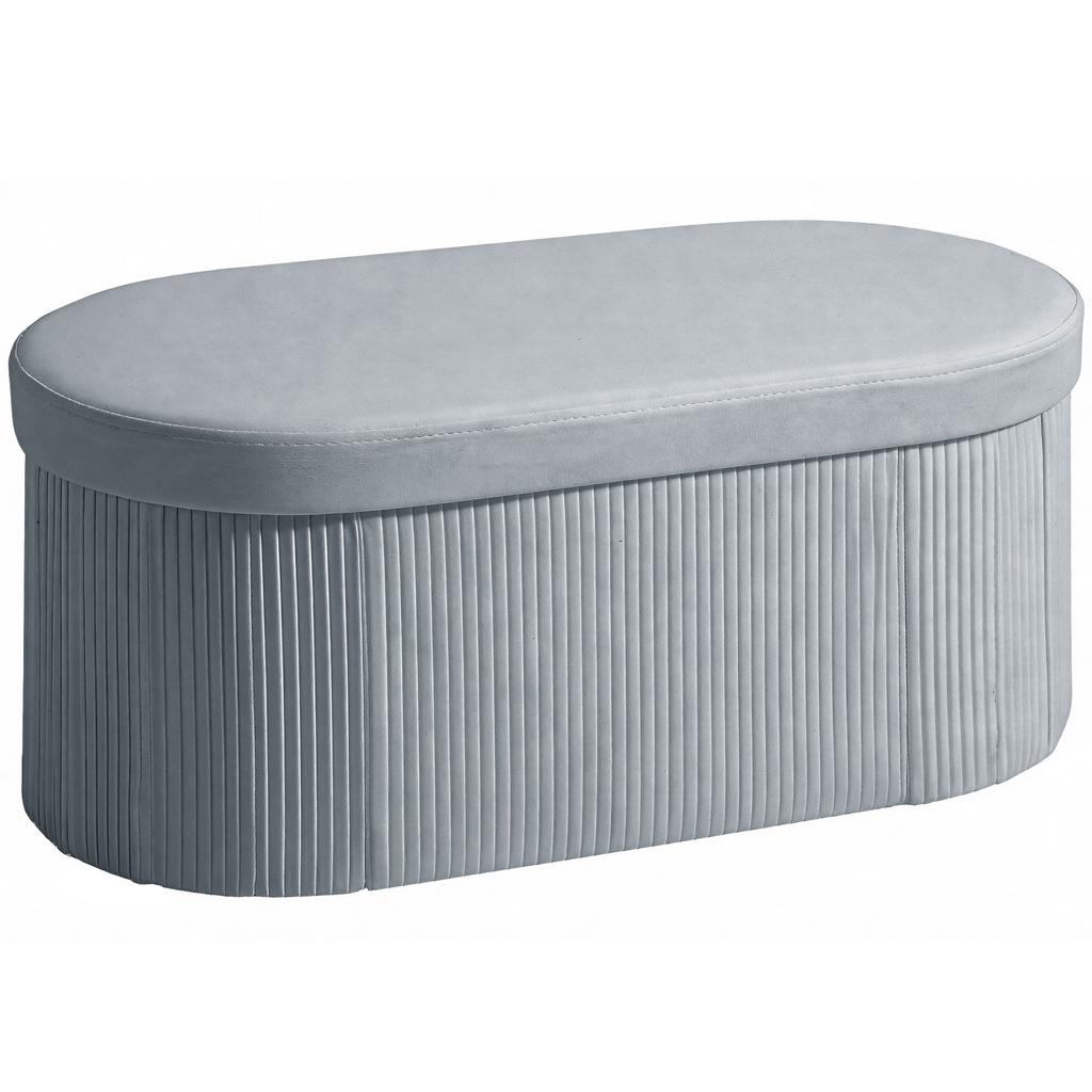 Foldable storage bench/upholstered bench with velvet look for living room, 76 x 38 x 35 cm, dark gray