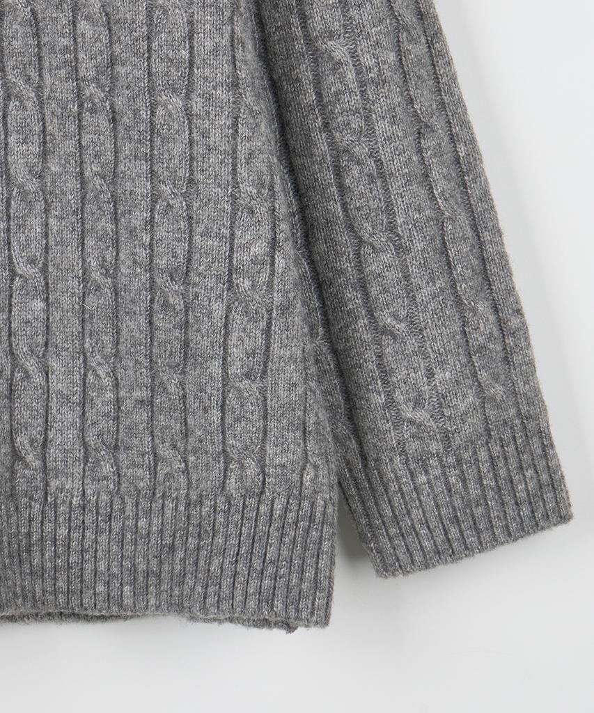 Nodu Cable Saddle Crop Cardigan [Gray]