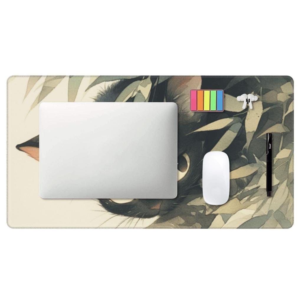 Mouse Pad Large Gaming Anime Cat Japanese Style Cat Japanese Pattern Mouse Mat Desk Mat Extra Large Large Keyboard Pad Rubber Sole ELECOM Optical