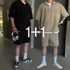 Meositda Men 1+1 Wind Short Sleeve Anorak Shorts Set  Top+bottom 