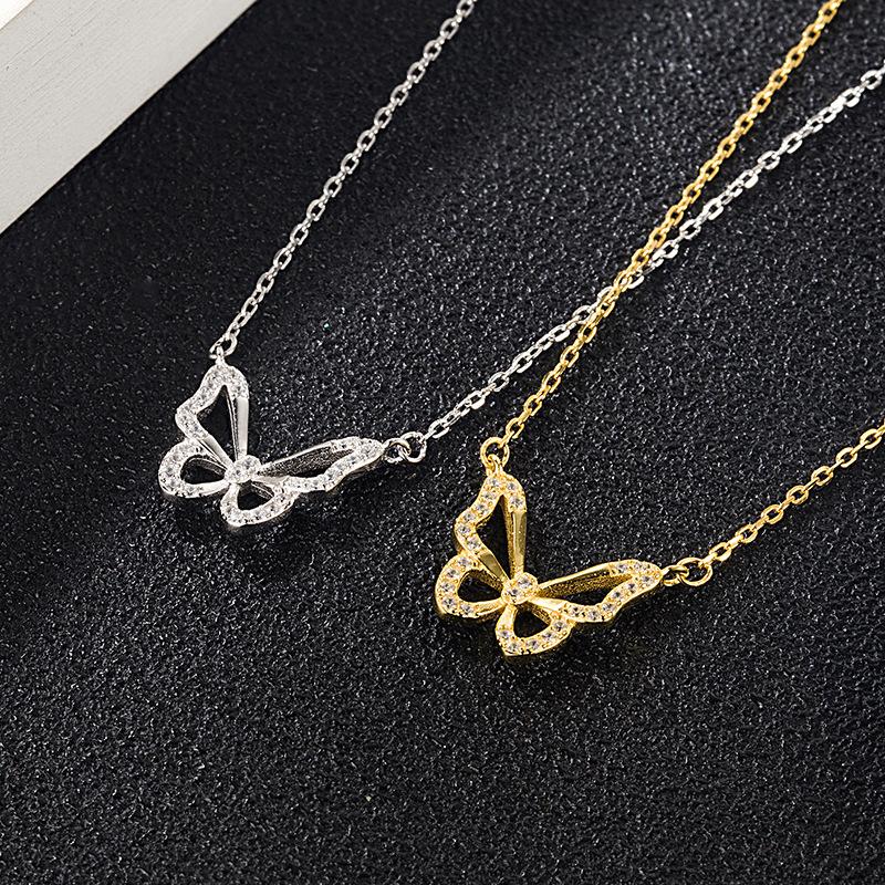 Lesklý motýl náhrdelník nádherný zlatý stříbrný přívěsek obojek řetízek klíční kost řetízek dámské párty šperky dárek