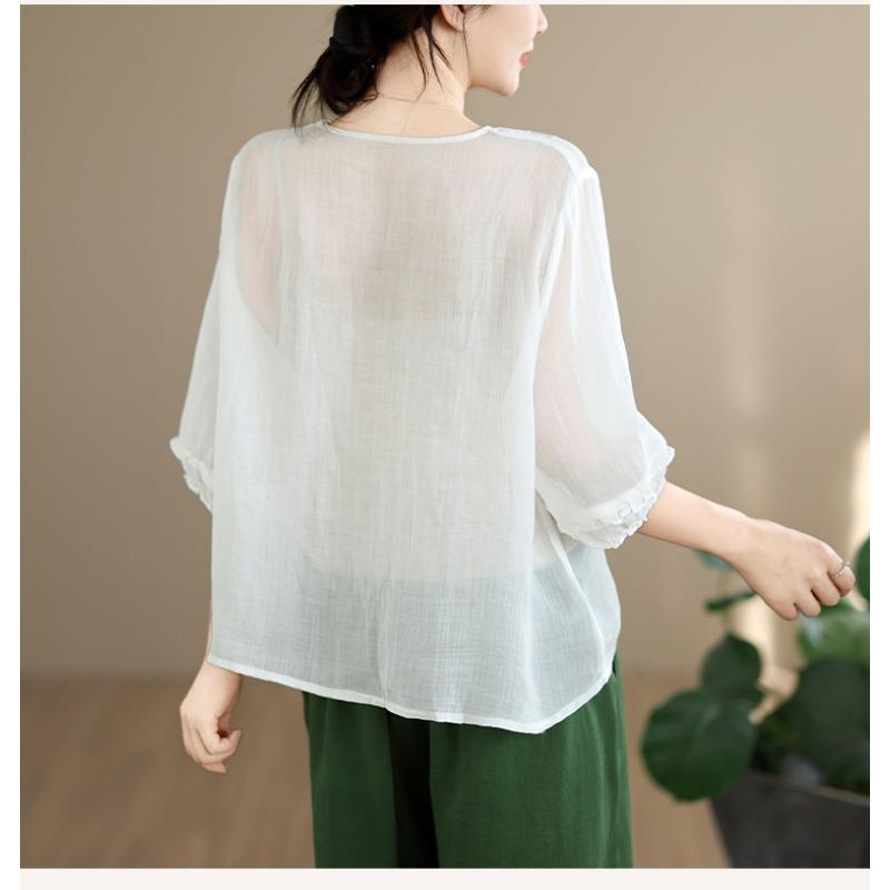 DIMANAF 2026 Summer New Plus Size Women Blouse Shirt Elegant Embroidery Floral Lady Tops T-Shirt Cotton Fashion Clothing