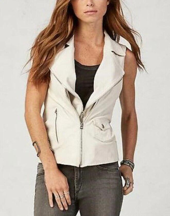 Vest Coat Party Lambskin White Stylish Winter Waistcoat Fancy Women Leather