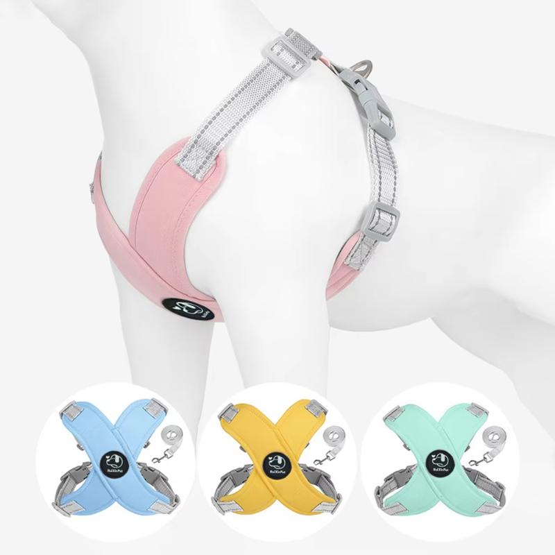 Reflective Dog Vest Harness Leash Set Soft Adjustable No Pull Pet Puppy Chest Strap for Small Medium Dogs Cats Pug Daily Walking