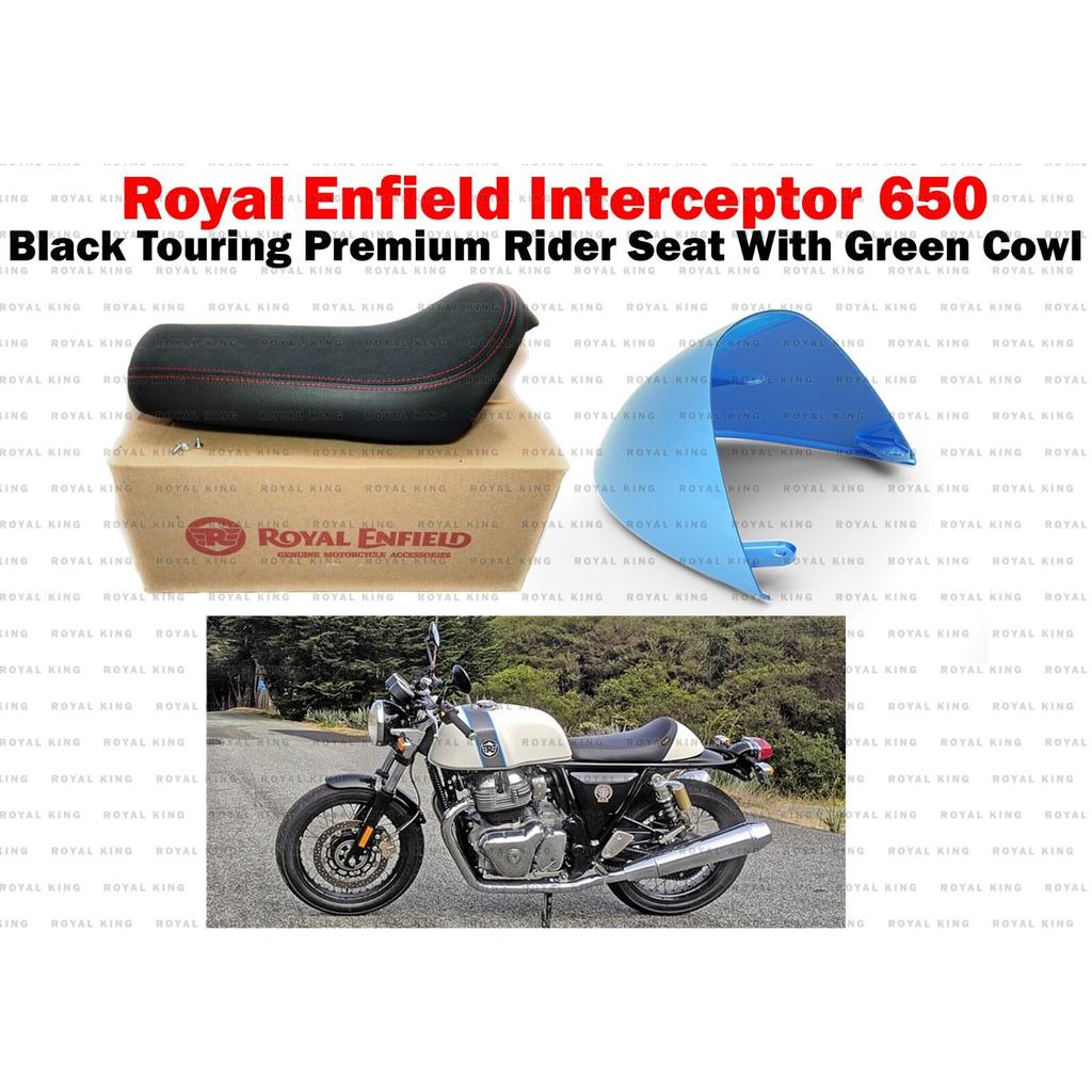 Royal Enfield Touring Premium Rider Seat With Blue Cowl For Interceptor 650