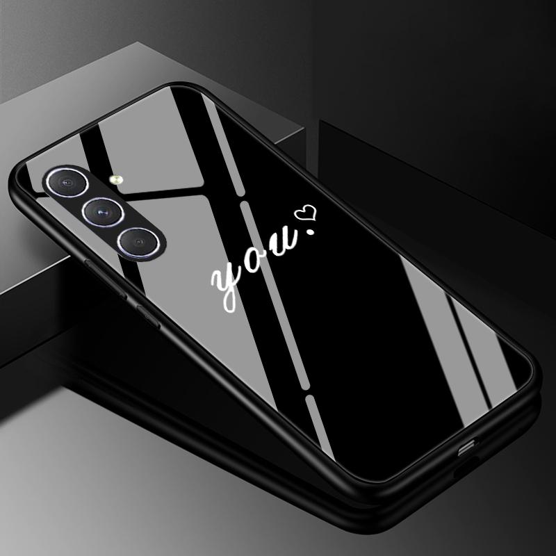 Hartowane Szklane Etui na Telefon Dla Samsung Galaxy A05 A05S Pokrowiec A15 A14 A24 A34 A25 A54 4G 5G Luksusowy Twardy Tył Zderzak A04 A04S A04E