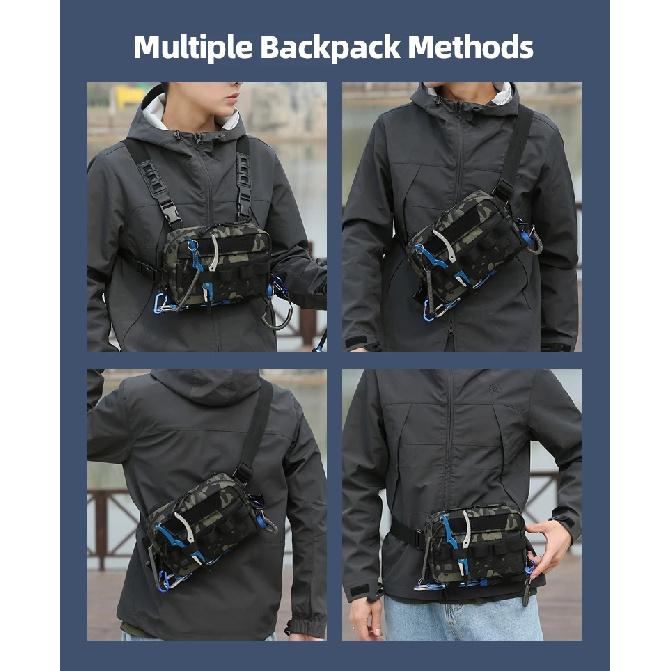 Outdoor Chest Bag for Men Rig Vest Men's Fishing Lures Tackle Waist Pack Outdoor Camping Hiking Hunting Running Tactical Bag