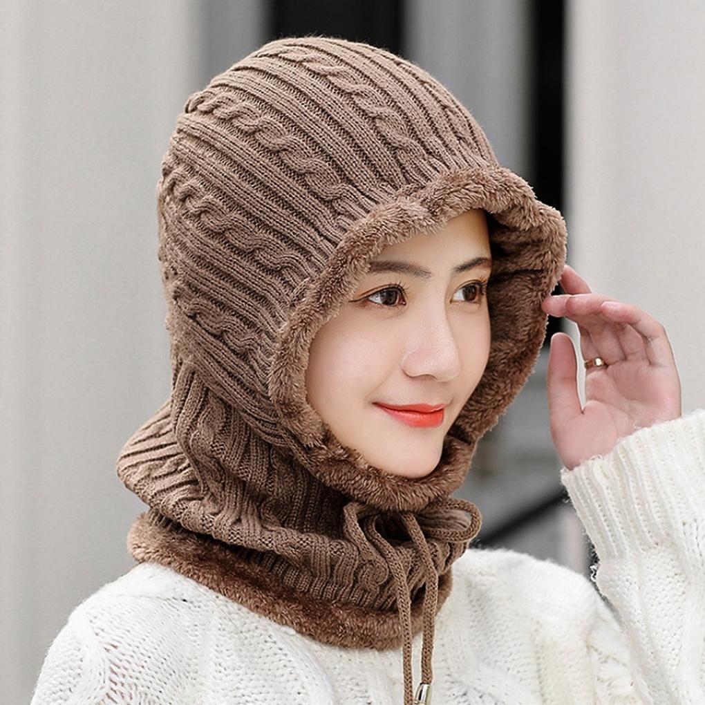 Winter cold weather gear neck warmer and fur hat integrated hood neck warmer